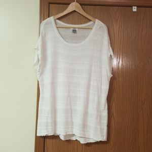 White Eyelet Cap Sleeve Sweater